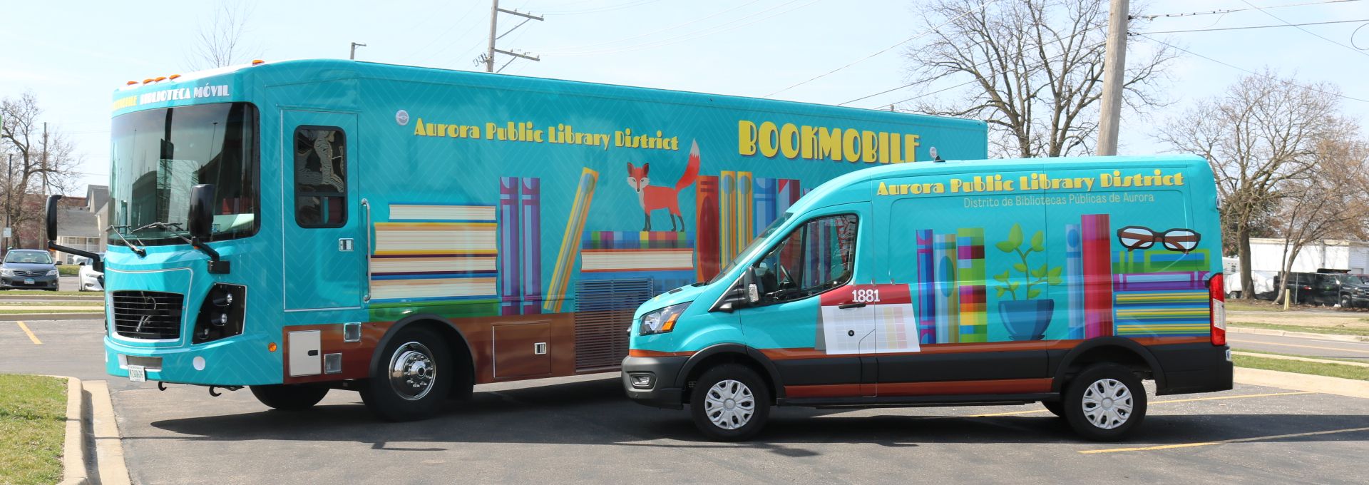 Colorful APLD Bookmobie and Home delivery van